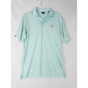 Dunning Golf Polo Shirt‎ Mens M Green Striped Logo Golf Performance Short Sleeve